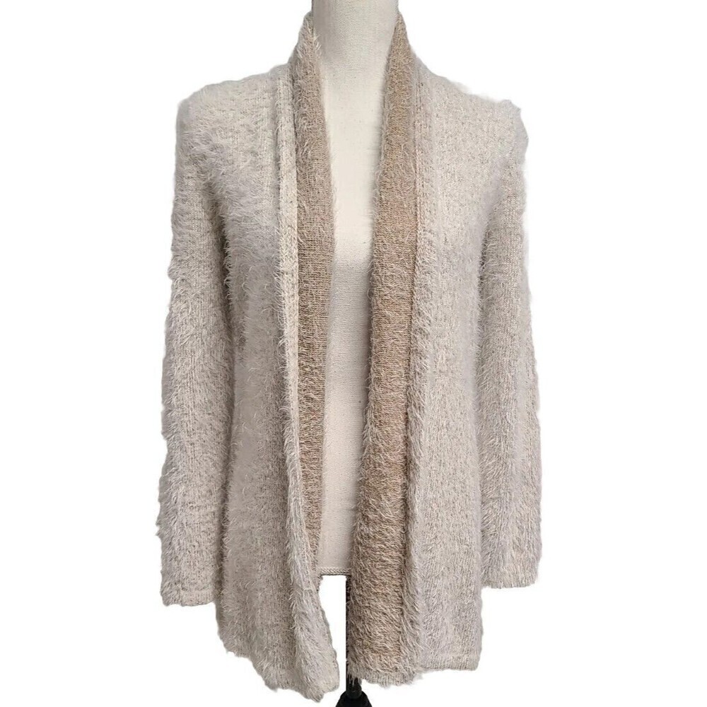 Johnston & Murphy Open-Front Slub Knit Cardigan Ivory Cream Women's Size XS VGUC